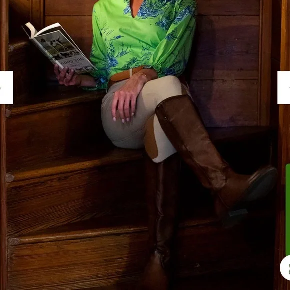 House of MBR size 0 Green Ruffled Collar Printed Blouse - Picture 5 of 5